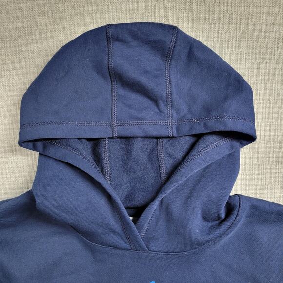 Adidas Youth Hoodie Size L 14/16 Navy Grey‎ Spell Out Logo Fleece Pullover NEW - Picture 11 of 14